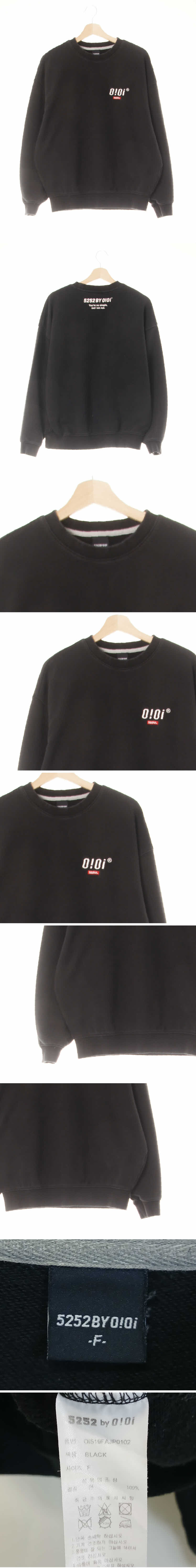 oioi 자수로고스웨트셔츠 oioi 블랙 면 자수로고스웨트셔츠
