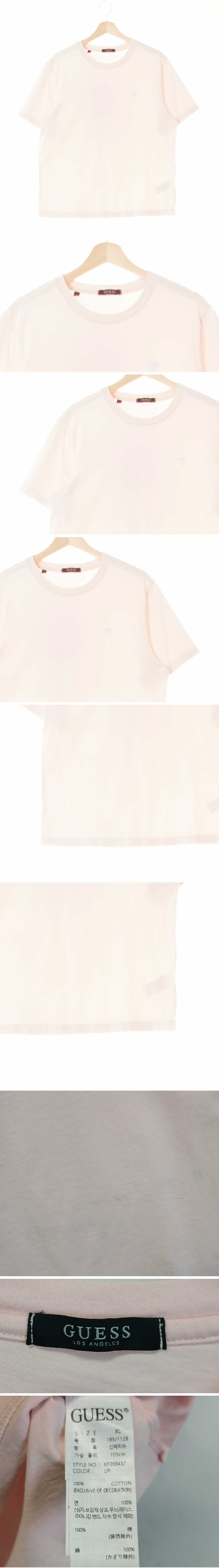 Guess 톤온톤삼각로고반팔티 Guess 블로썸핑크 면 톤온톤삼각로고반팔티