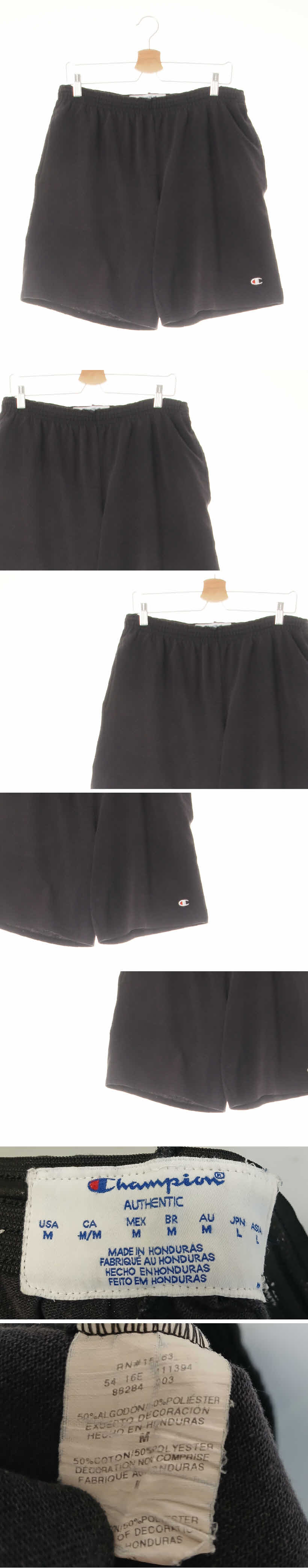 챔피언 차콜 면혼방 밴딩하프팬츠