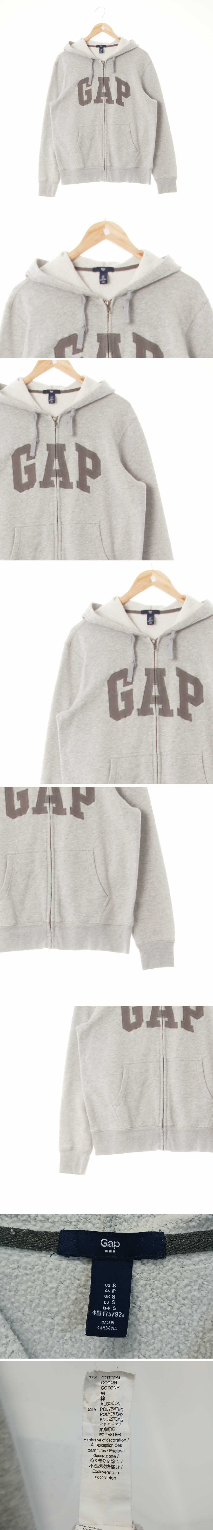 gap 자수빅로고후드집업 gap 멜란지그레이 면혼방 자수빅로고후드집업
