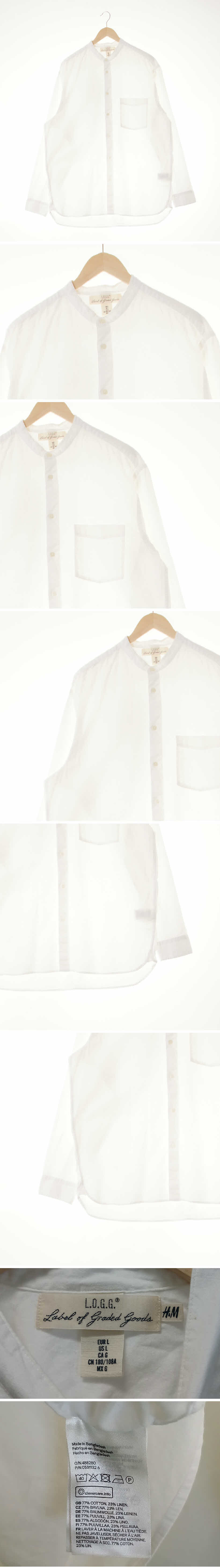 h&m 아웃포켓차이나카라롱셔츠 h&m 화이트 린넨혼방 아웃포켓차이나카라롱셔츠