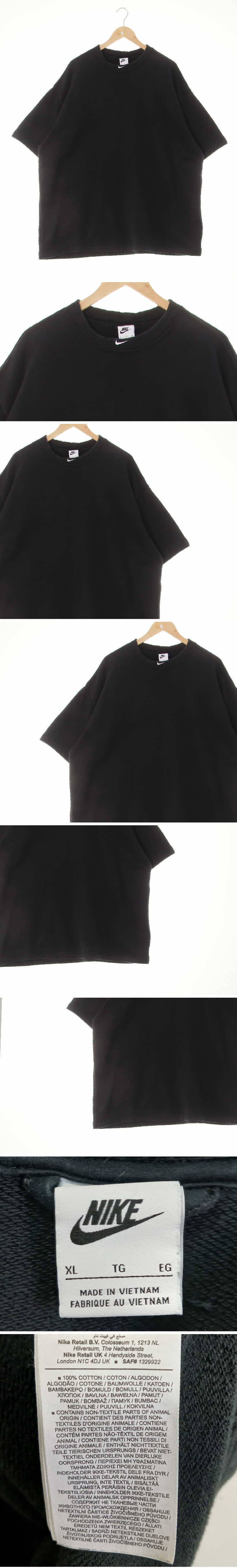 나이키 오버핏라운드기모반팔티 나이키 블랙 면 오버핏라운드기모반팔티
