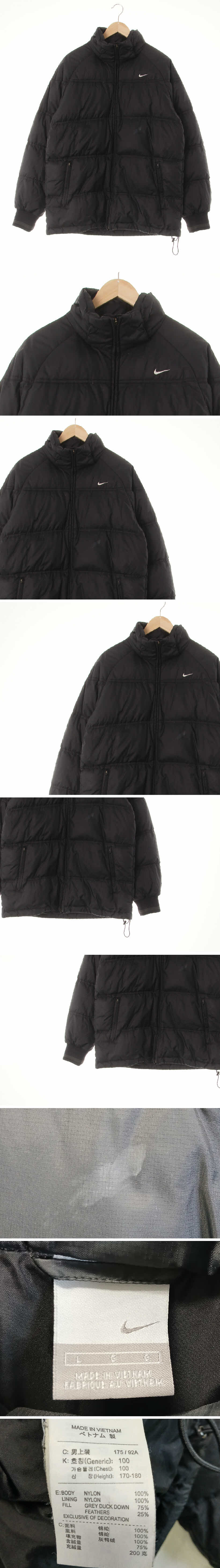 나이키 자수로고숏패딩집업점퍼 나이키 블랙 덕다운 자수로고숏패딩집업점퍼