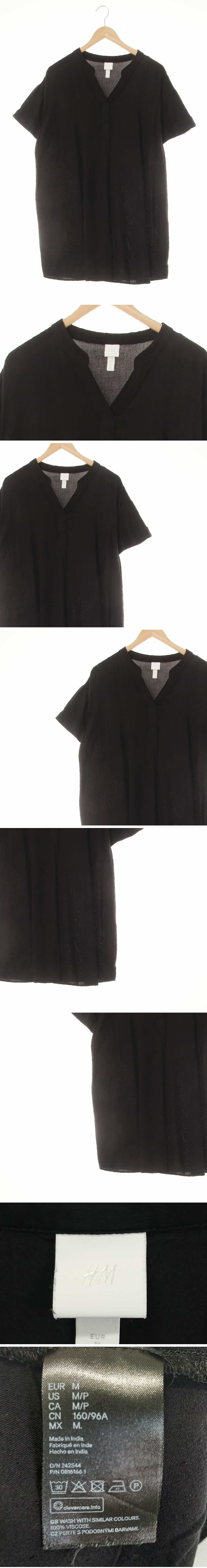 h&m 루즈핏노카라반소매원피스 h&m 블랙 비스코스 루즈핏노카라반소매원피스