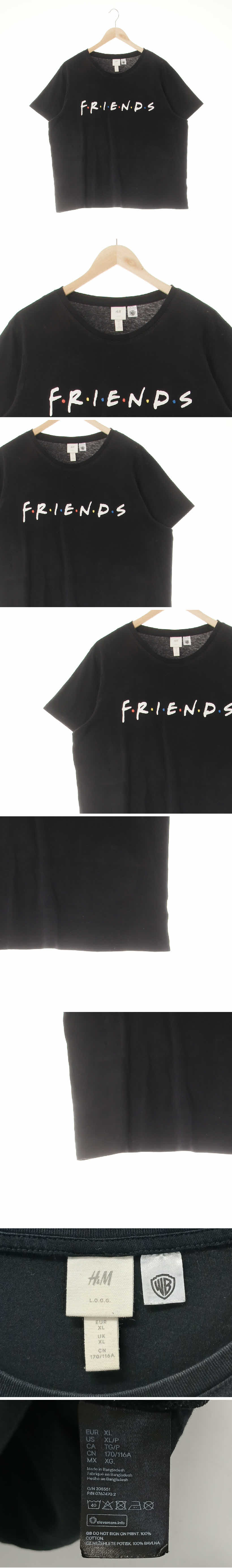h&m 프렌즈레터루즈반팔티 h&m 블랙 프린팅 면 프렌즈레터루즈반팔티
