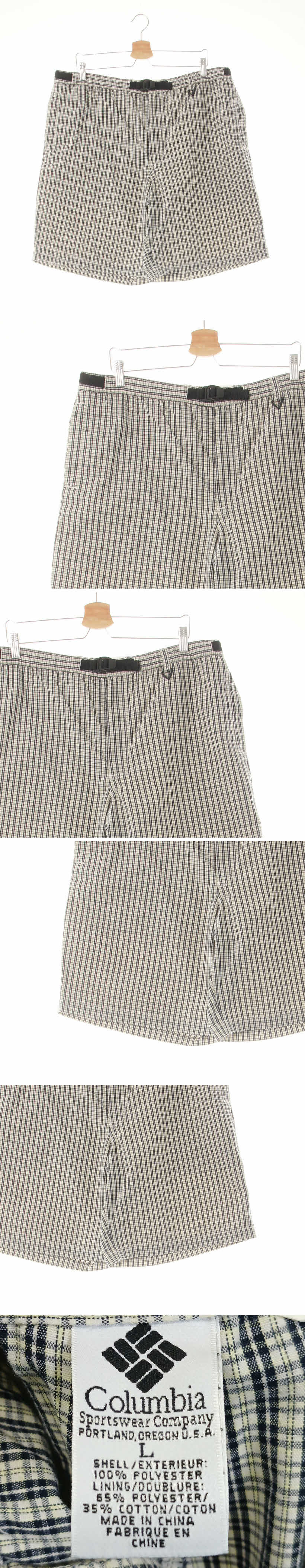 콜롬비아 웨빙벨트하이킹반바지 콜롬비아 잉크네이비페일옐로우 체크 웨빙벨트하이킹반바지