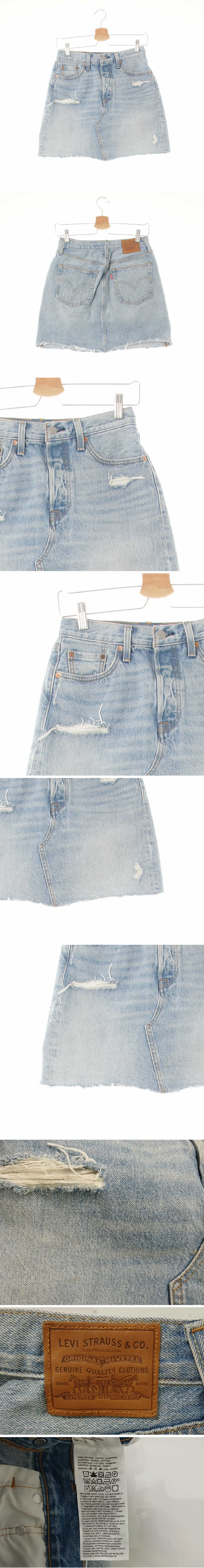 리바이스 디스트로이드커팅미니스커트 리바이스 연청 데님 디스트로이드커팅미니스커트
