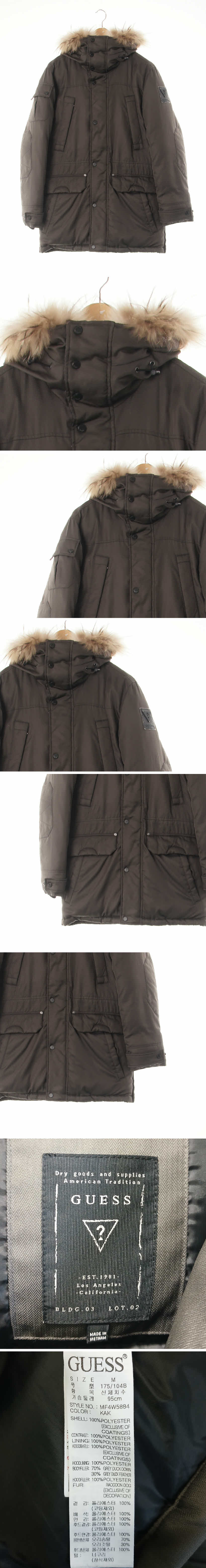 Guess 미디하이넥퍼배색패딩 Guess 다크올리브카키 덕다운 미디하이넥퍼배색패딩