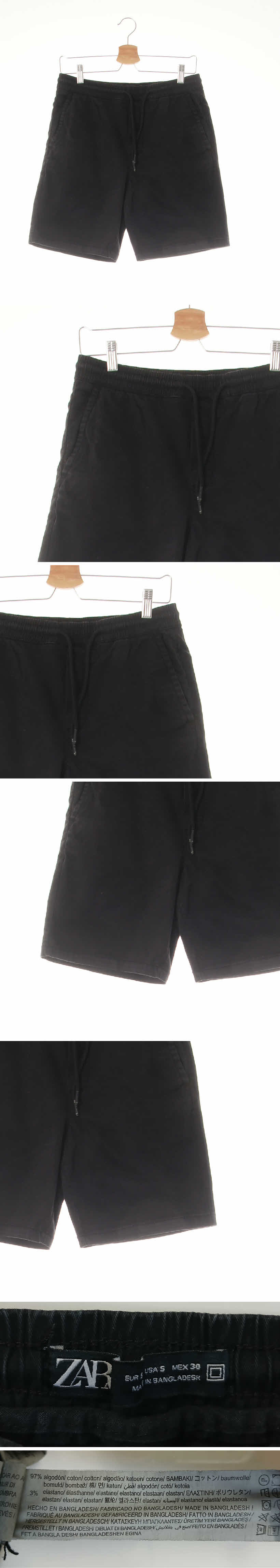 자라 베이직반바지 자라 블랙 면혼방 베이직반바지