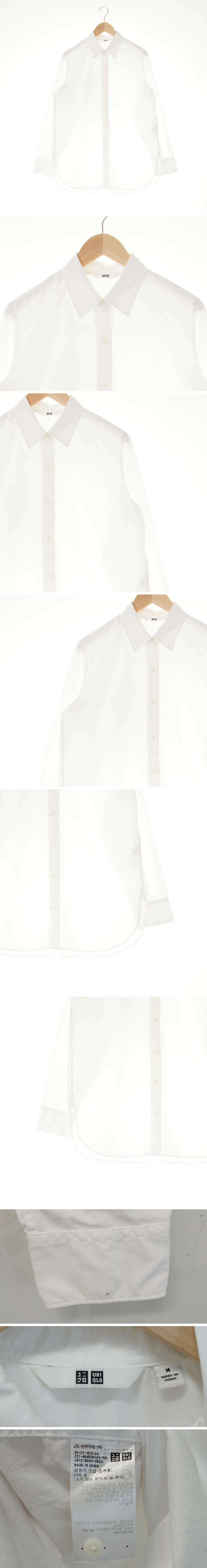 유니클로 박스플리츠셔츠 유니클로 화이트 면 박스플리츠셔츠