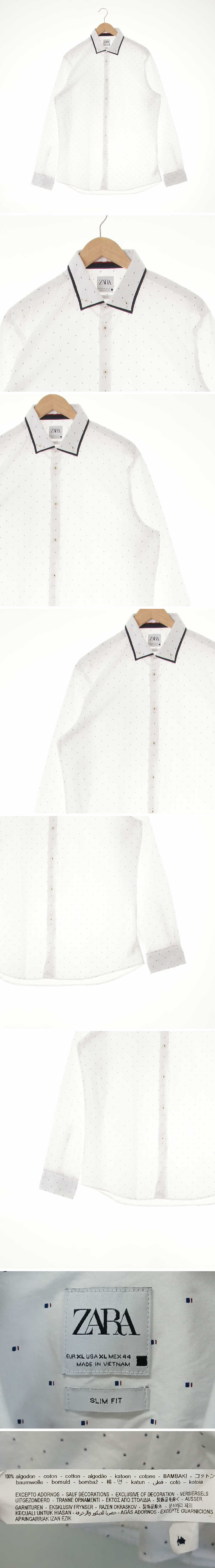 자라 듀얼카라스트레치셔츠 자라 화이트 면 듀얼카라스트레치셔츠