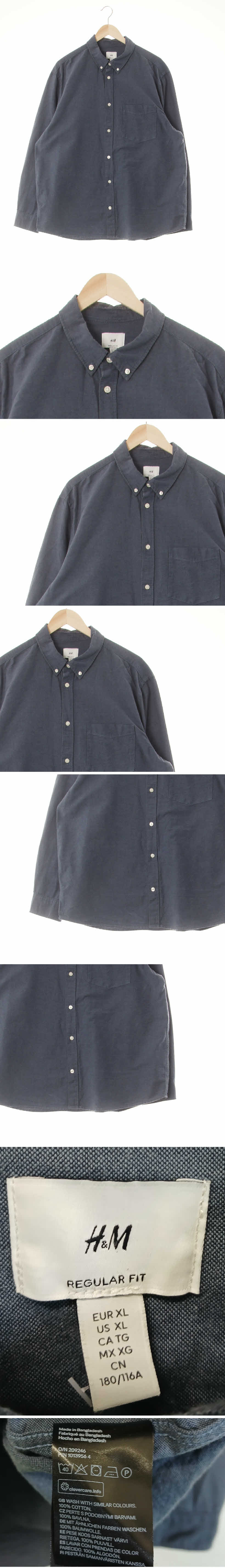 h&m 포켓베이직셔츠 h&m 페일네이비 면 포켓베이직셔츠