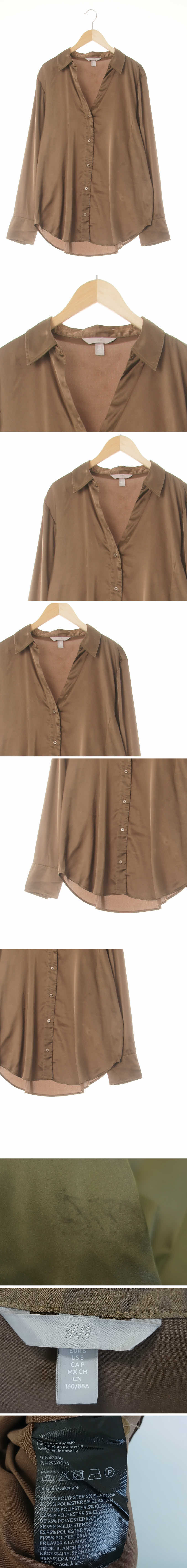 h&m 새틴슬릭블라우스 h&m 브론즈브라운 새틴슬릭블라우스