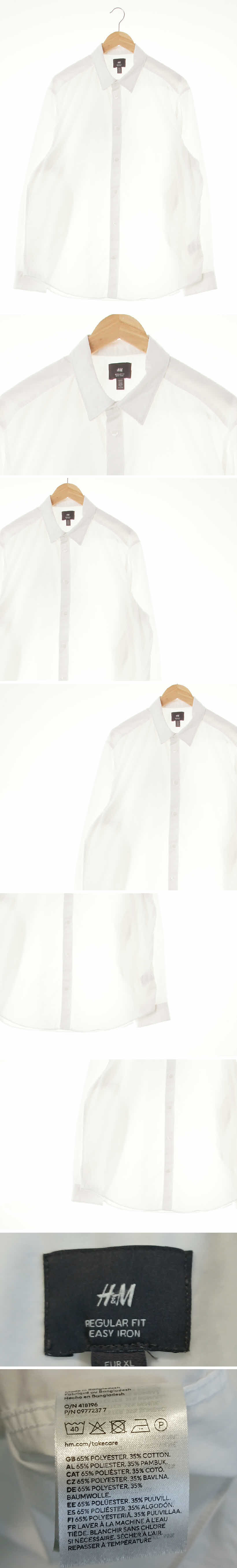 h&m 레귤러핏긴팔셔츠 h&m 화이트 면혼방 레귤러핏긴팔셔츠