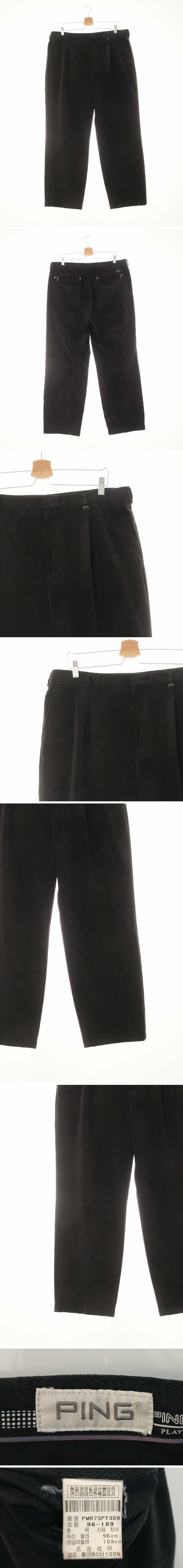 핑 핀턱스트레치필드팬츠 핑 다크차콜 사선스트라이프 핀턱스트레치필드팬츠