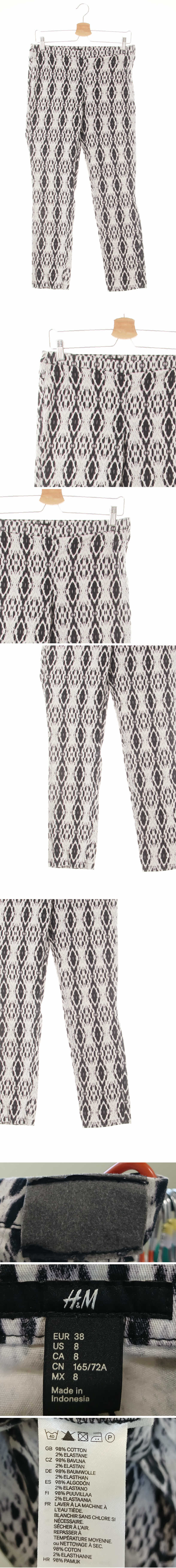 h&m 레깅스핏크롭팬츠 h&m 블랙화이트 추상아가일패턴 면혼방 레깅스핏크롭팬츠