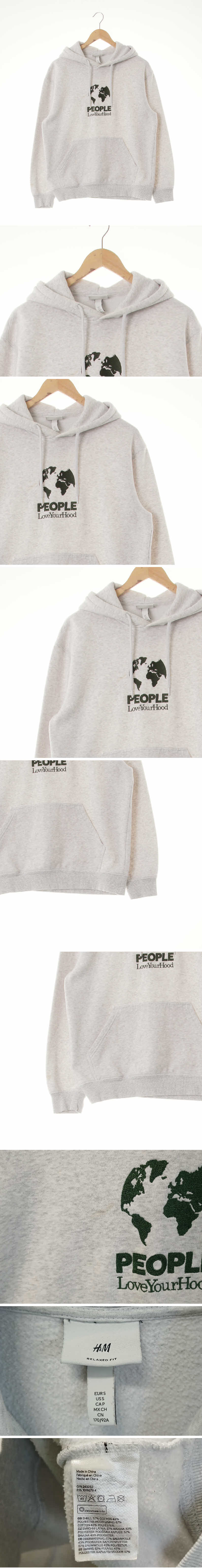 h&m 자수레터링루즈후드티 h&m 멜란지화이트 면혼방 자수레터링루즈후드티