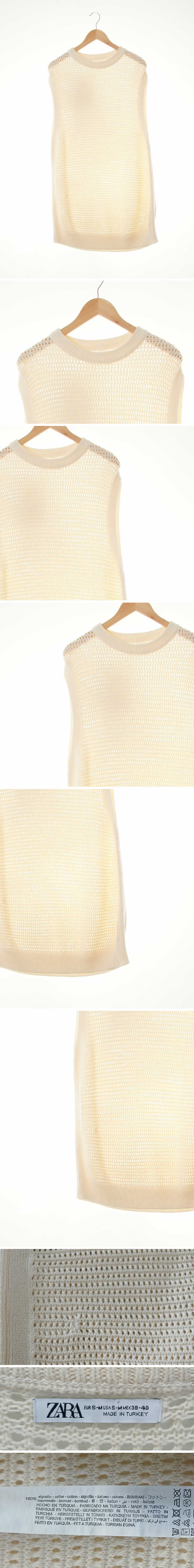 자라 루즈핏짜임롱니트베스트 자라 아이보리 면 루즈핏짜임롱니트베스트