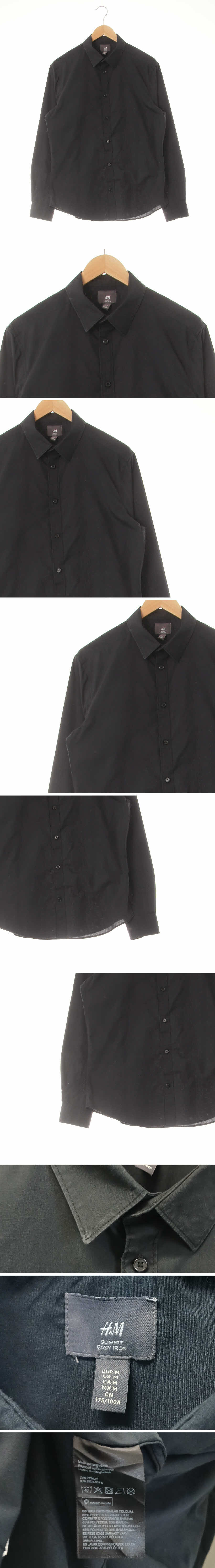 h&m 기본긴소매셔츠 h&m 블랙 면혼방 기본긴소매셔츠