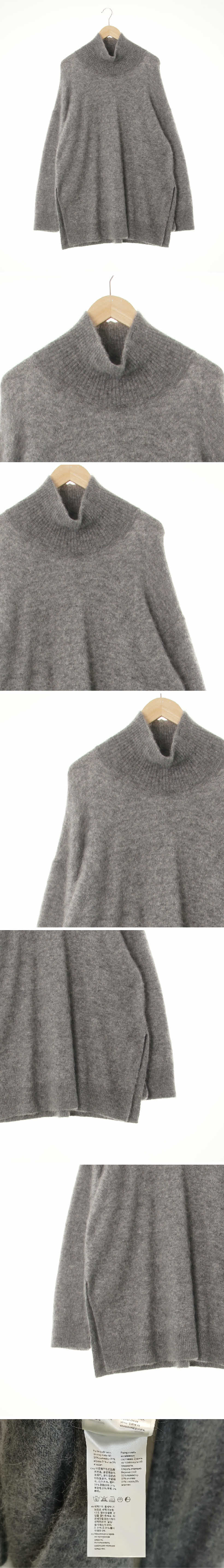 h&m 그레이 울혼방 하이터틀넥루즈롱니트