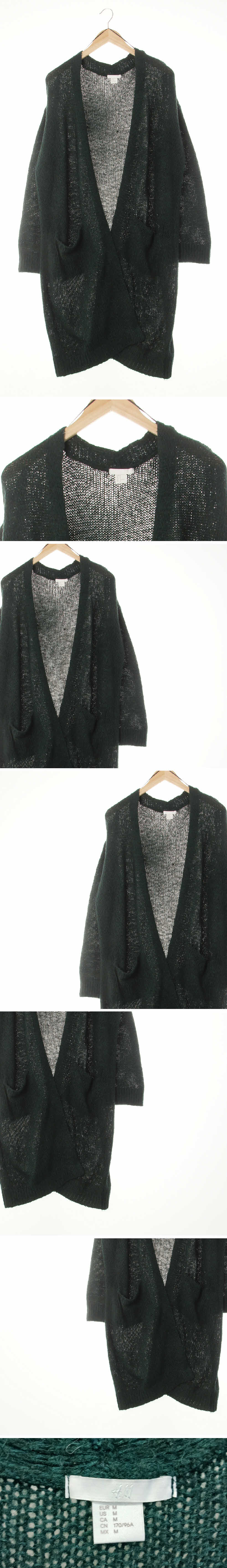 h&m 맥시오픈니트가디건 h&m 딥그린 아크릴 맥시오픈니트가디건