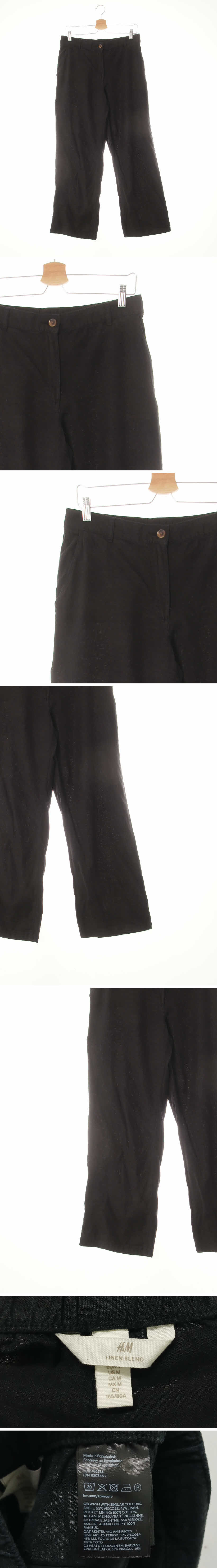 h&m 와이드텐션팬츠 h&m 블랙 린넨혼방 와이드텐션팬츠