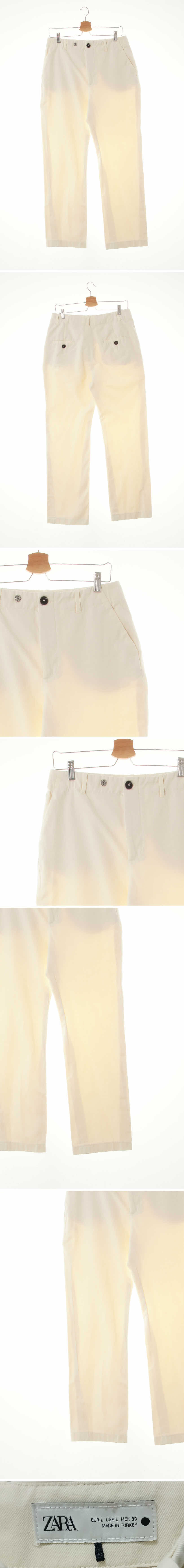 자라 더블버튼스트레이트진 자라 아이보리 면혼방 더블버튼스트레이트진