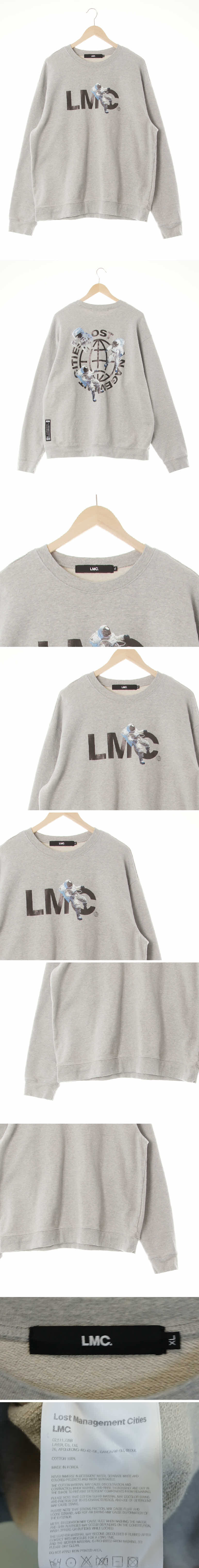 lmc 우주비행사빅로고맨투맨 lmc 멜란지그레이 프린팅 면 우주비행사빅로고맨투맨