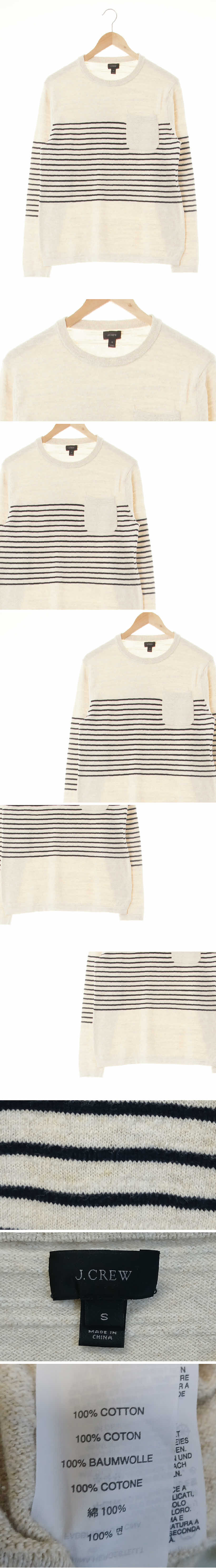 jcrew 포켓라운드블록긴팔니트티 jcrew 오트밀베이지네이비 스트라이프 면 포켓라운드블록긴팔니트티