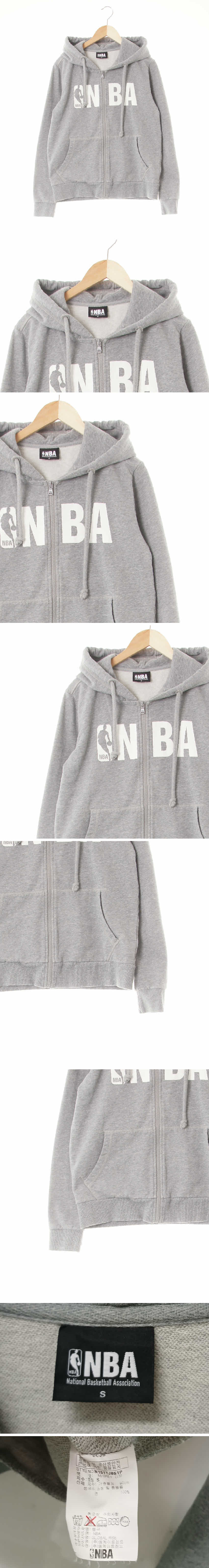 NBA 볼드레터로고후드집업 NBA 멜란지그레이 프린팅 면 볼드레터로고후드집업