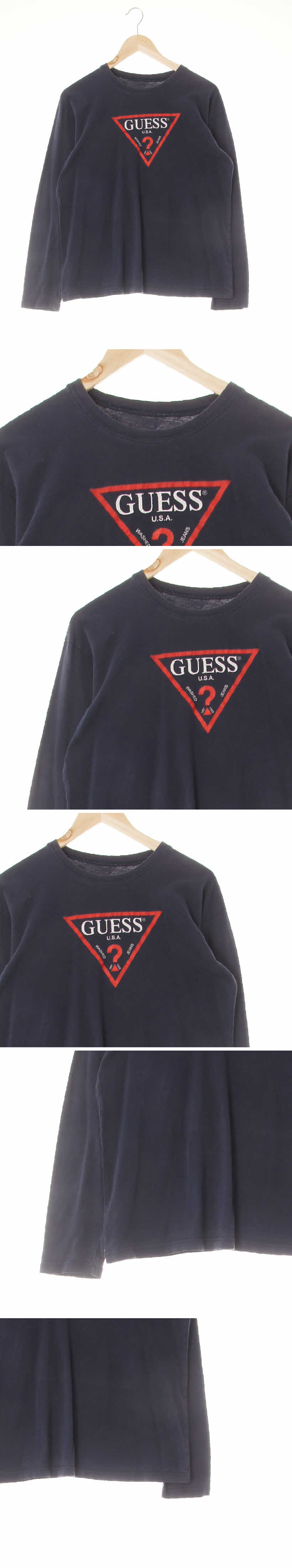 Guess 트라이앵글빅로고긴팔티 Guess 네이비 프린팅 데님 트라이앵글빅로고긴팔티