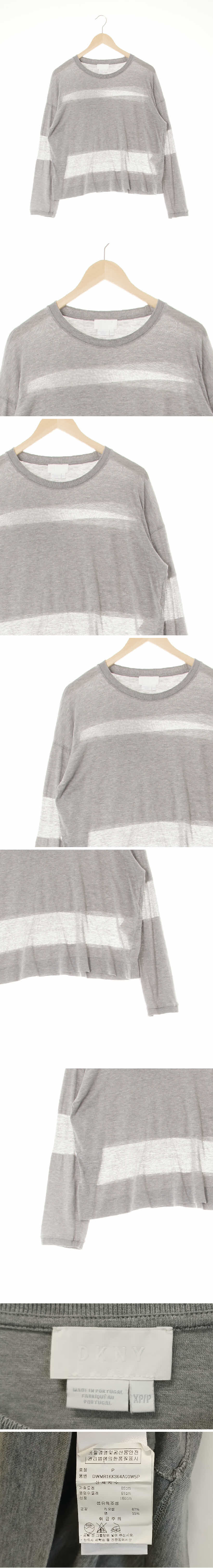 dkny 드롭숄더롱슬리브 dkny 그레이 시스루스트라이프 면혼방 드롭숄더롱슬리브