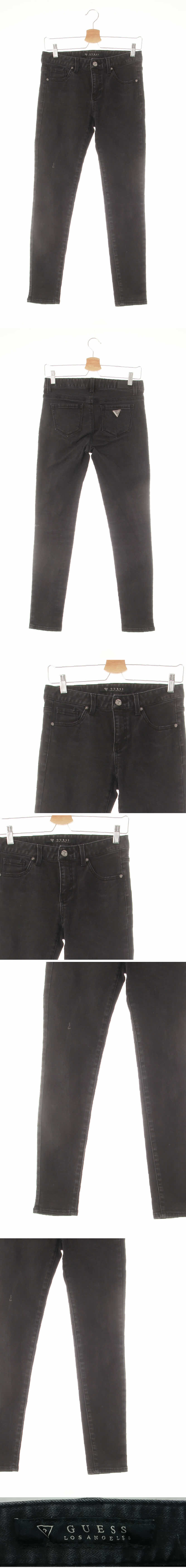Guess 로고버튼슈퍼스키니진 Guess 흑청 데님 로고버튼슈퍼스키니진