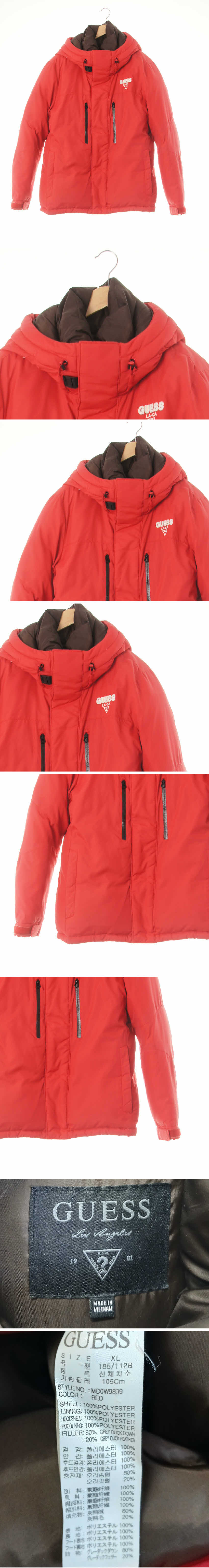 guess 자수로고넥버클헤비패딩 guess 레드 덕다운 자수로고넥버클헤비패딩