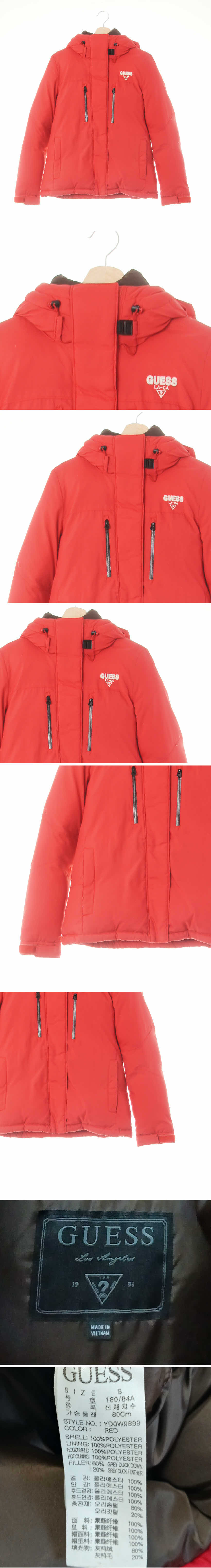 Guess 넥버클자수로고하이넥패딩 Guess 레드 넥버클자수로고하이넥패딩