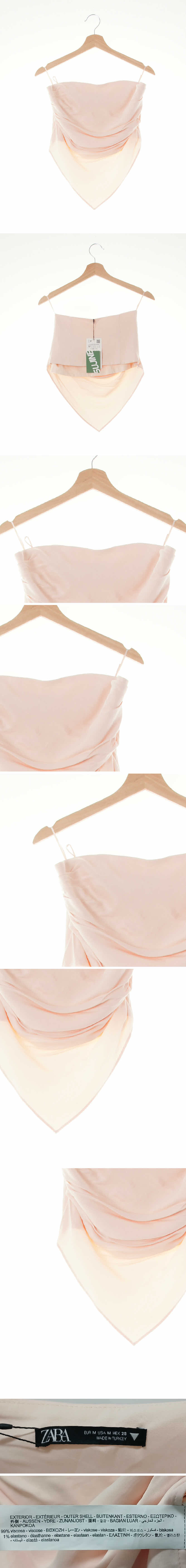 자라 드레이프언발튜브탑 자라 라이트파스텔핑크 드레이프언발튜브탑