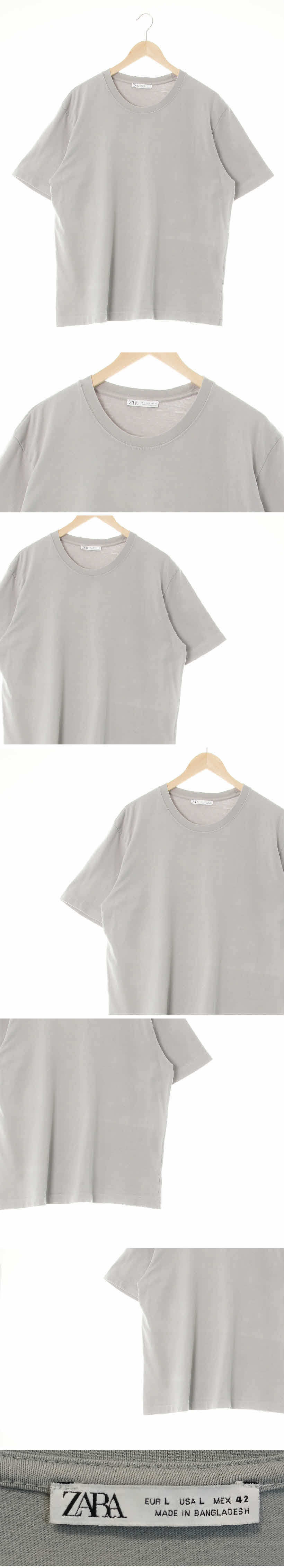 자라 루즈핏반팔티 자라 그레이 면 루즈핏반팔티