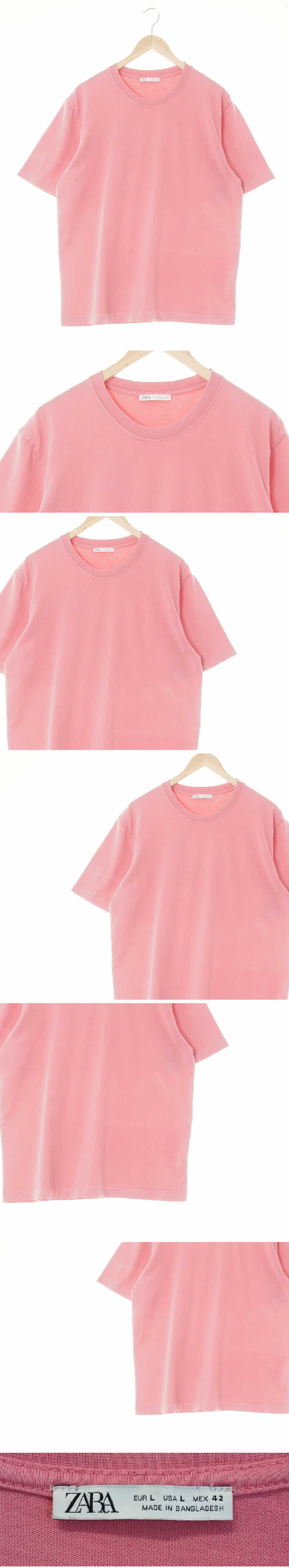 자라 루즈핏반팔티 자라 블러셔핑크 면 루즈핏반팔티