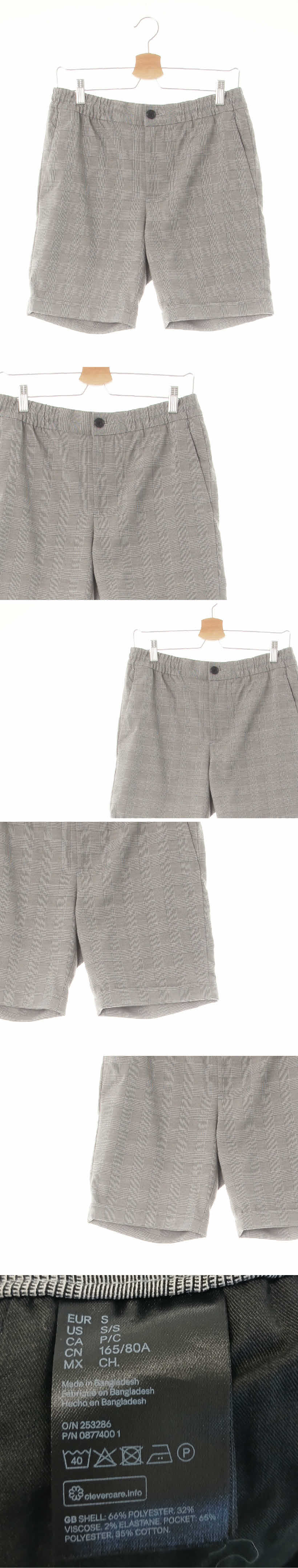 h&m 롤업5부밴딩팬츠 h&m 화이트블랙 하운드체크 면혼방 롤업5부밴딩팬츠