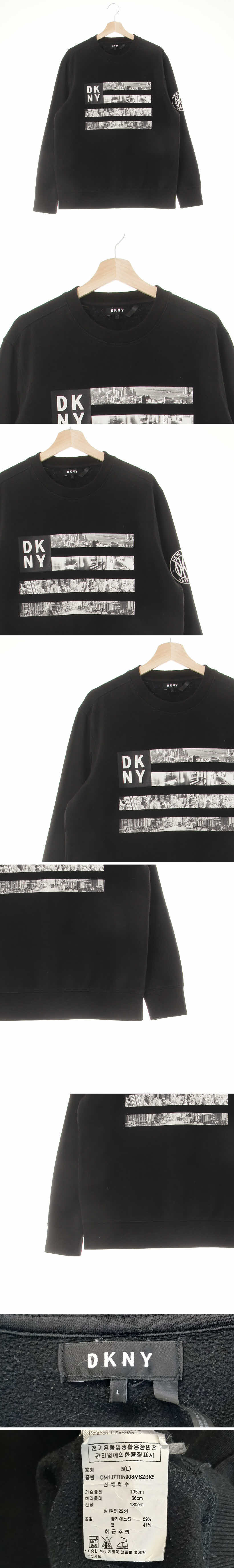 dkny 블랙 프린팅 면혼방 풍경루즈맨투맨