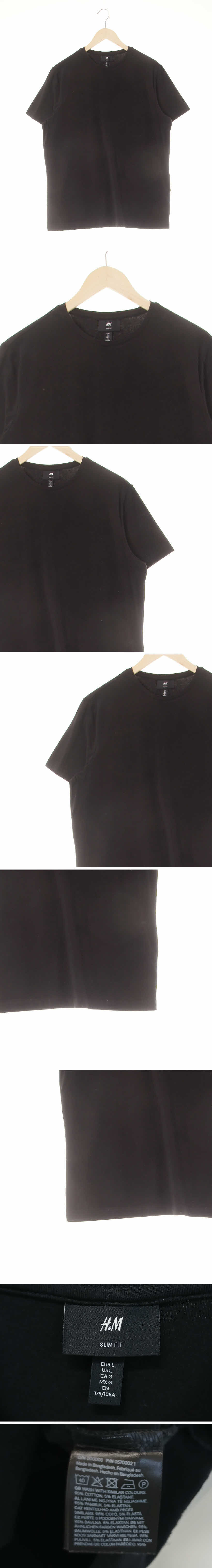 h&m 라운드기본반팔티셔츠 h&m 블랙 면혼방 라운드기본반팔티셔츠