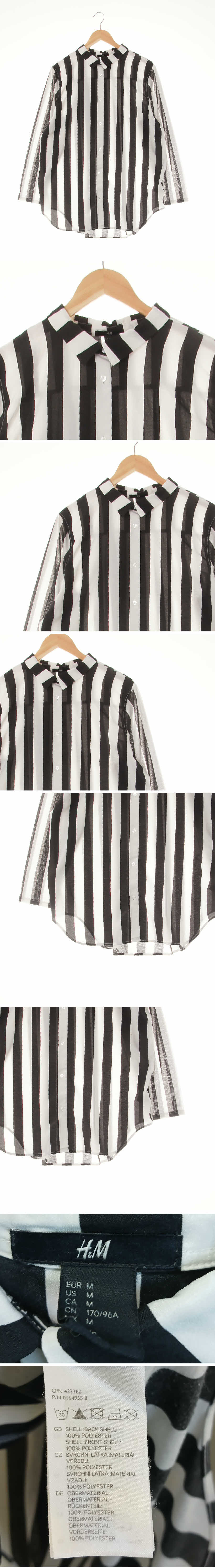 h&m 투톤블라우스 h&m 블랙화이트 스트라이프 투톤블라우스