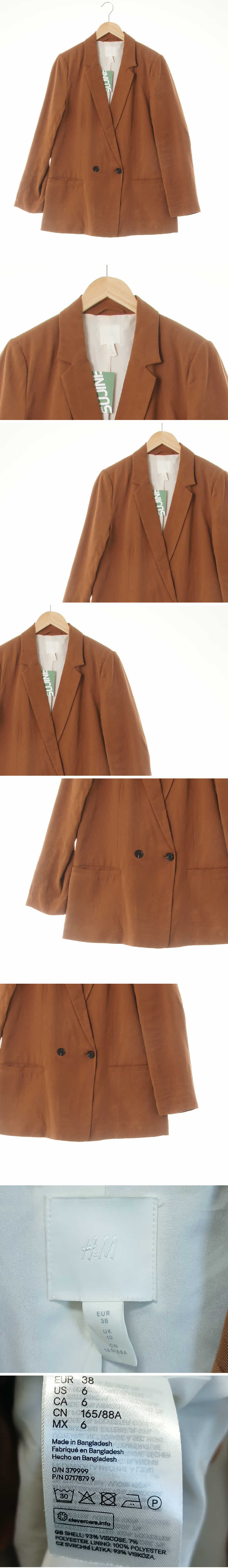 h&m 테일러블레이저 h&m 코냑브라운 비스코스혼방 테일러블레이저