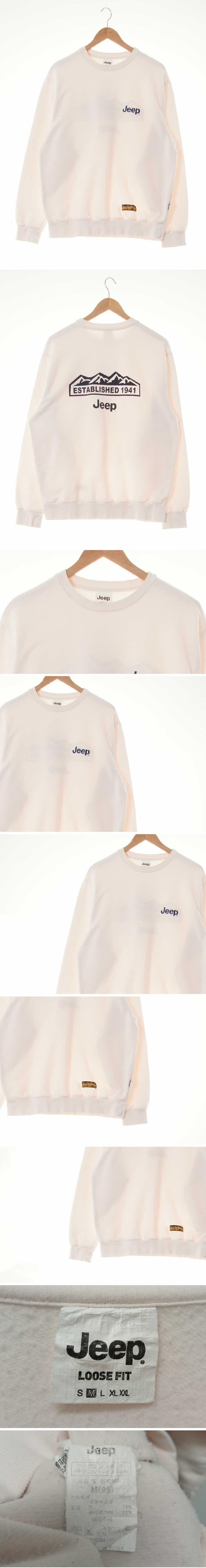jeep 루즈핏맨투맨 jeep 화이트 면혼방 루즈핏맨투맨