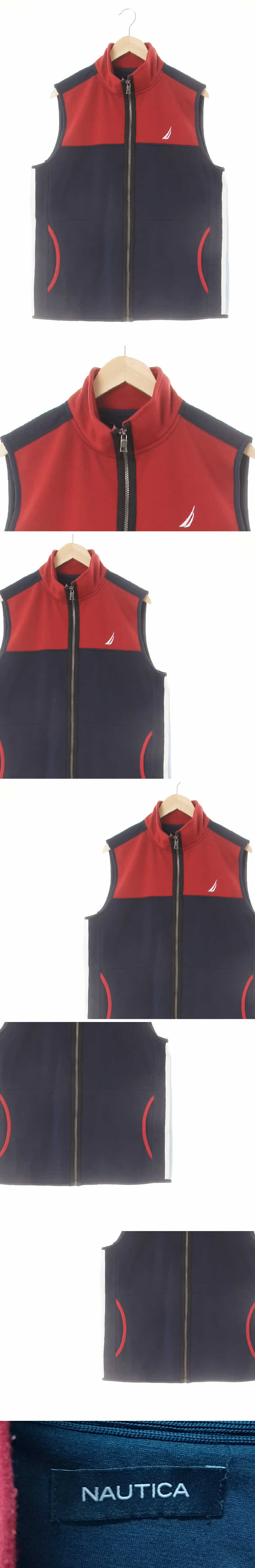 nautica 블럭후리스집업조끼 nautica 네이비버건디 블럭후리스집업조끼
