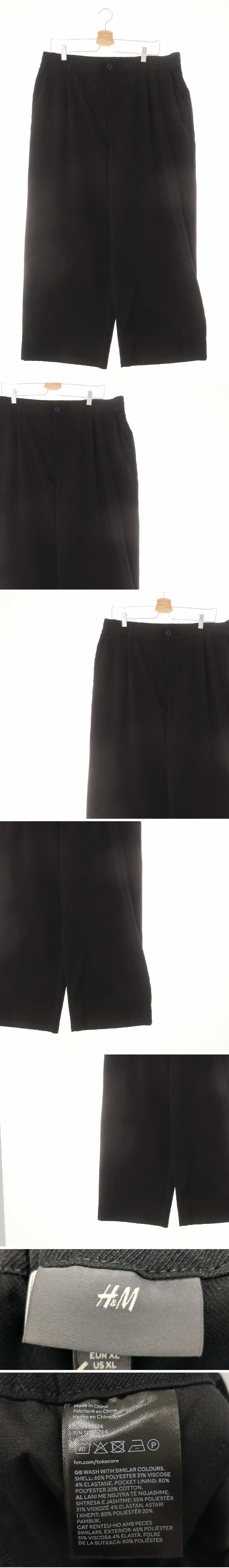 h&m 밴딩핀턱와이드팬츠 h&m 블랙 비스코스혼방 밴딩핀턱와이드팬츠