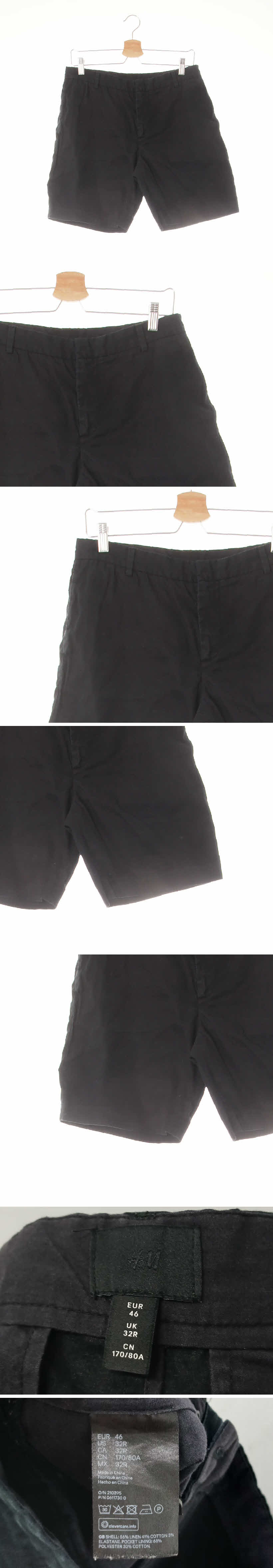 h&m 베이직반바지 h&m 블랙 린넨혼방 베이직반바지