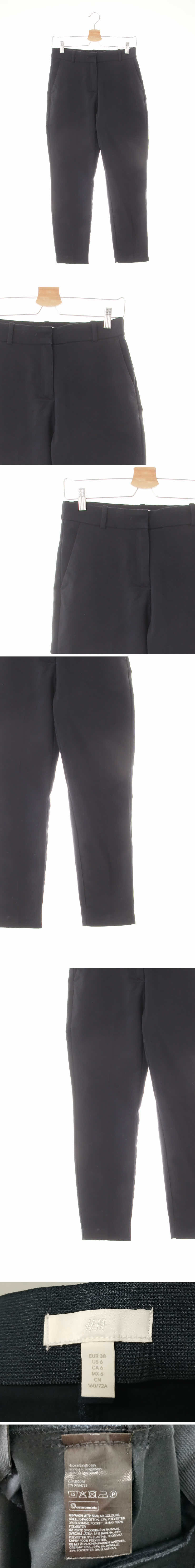 h&m 네이비 면혼방 텐션슬림슬랙스팬츠