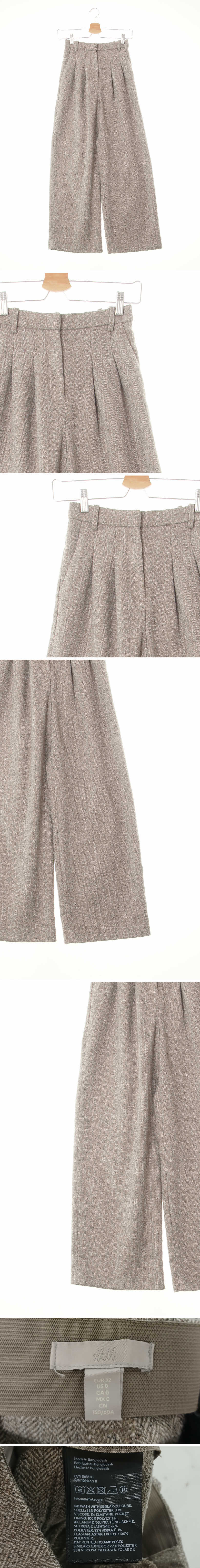 h&m 투턱와이드슬랙팬츠 h&m 브라운 헤링본패턴 투턱와이드슬랙팬츠