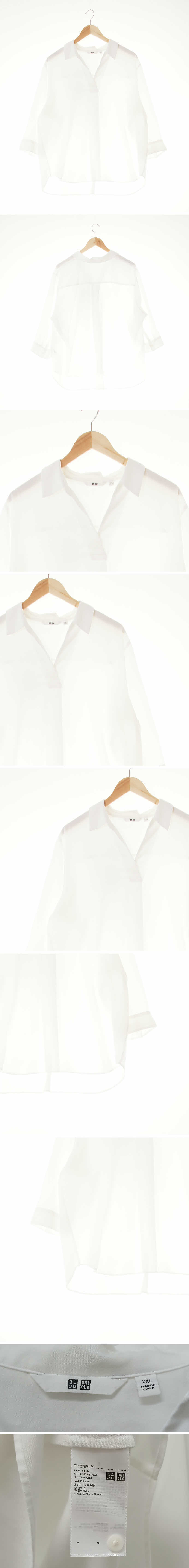 유니클로 언밸런스핀턱슬릿카라블라우스 유니클로 화이트 언밸런스핀턱슬릿카라블라우스